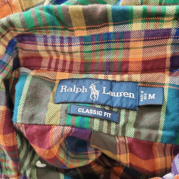 Ralph Lauren Shirt Men Medium Plaid Brown Classic Fit Button Down Cotton Flannel - Picture 3 of 8